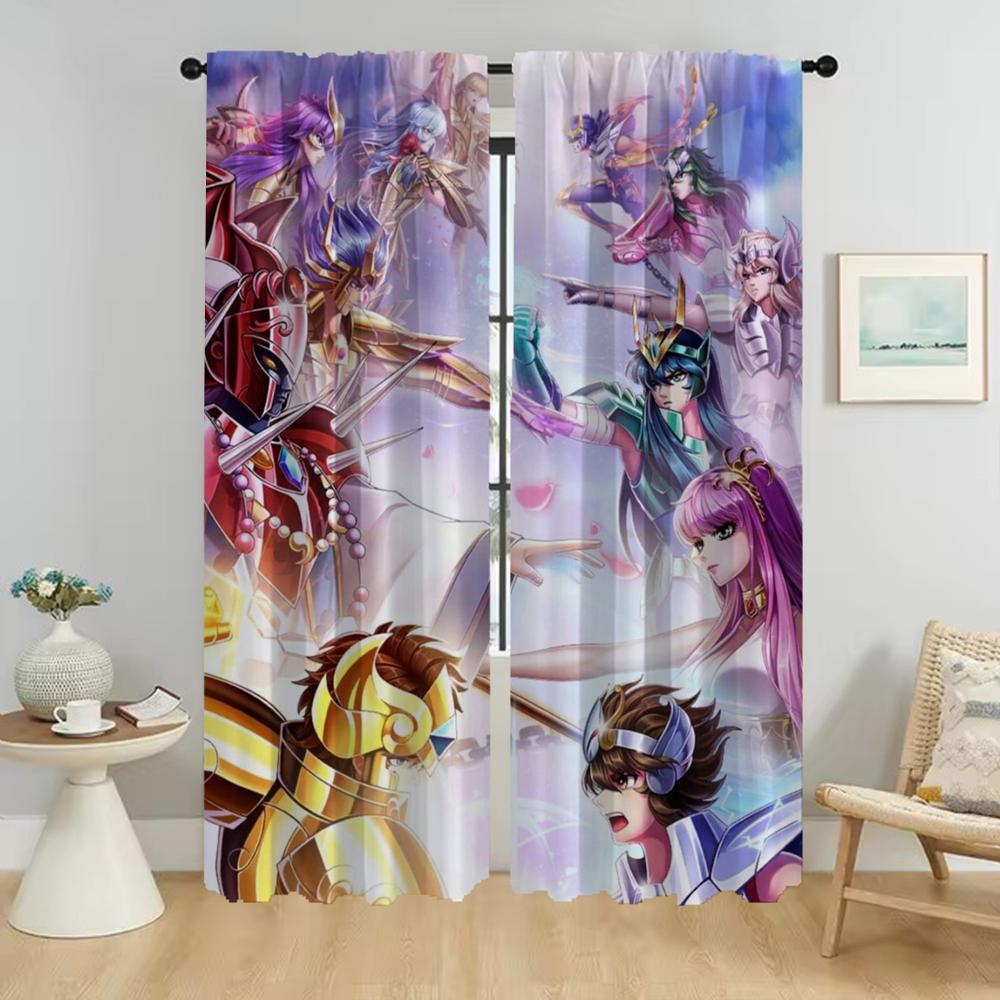 

Elegant Saint Saints Window Curtain Room Panel Curtains Home Interior Partition Tulle Bedroom Shades For Master Made Of Polyester W100*H130(CM)-Rod Pocket&2PCS