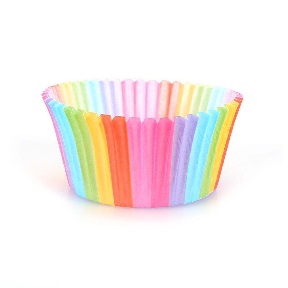 Paper Colorful Cupcake Liners Greaseproof Nonstick Cake Molds Rainbow Muffin Wrappers  Cake Baking