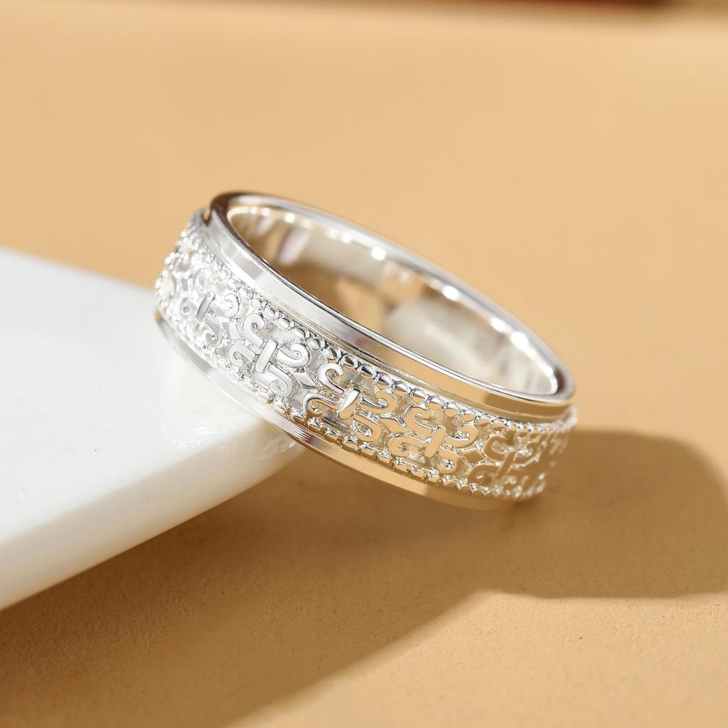 Men's Rotatable Thai Silver Ring - Pure Silver, Trendy, Decompression, Creative Design