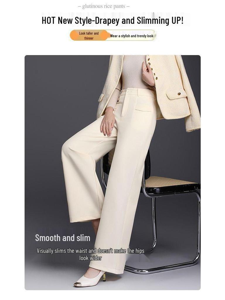 Fließende High-Waist-Hose mit weitem Bein für kurvige Figuren - Herbst 2025 Neuankunft