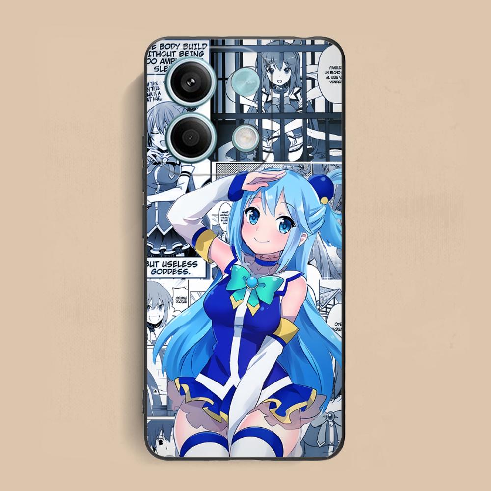 Konosuba Aqua Matte TPU Mobile Phone Case for Xiaomi Redmi 15 14 13 12 A5 3 2 1 C Plus 4G 5G Colorful Printing Cover