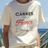 T-shirt Club de Voile Cannes France T-shirt Graphique d'Été Côtier Chemise de Voyage Vacances Vintage Tendance Y2k Haut Coton Confortable