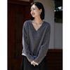 Demana 'Lace Poetry' Vintage Lace Patchwork V-Neck Sweatshirt