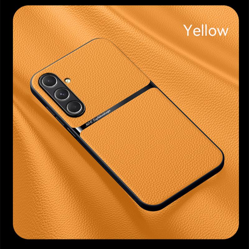 

Магнитный чехол из искусственной кожи для Samsung Galaxy M35 A16 A36 A56 A15 5G A25 A35 A55 Защитная крышка Жесткий чехол Coque Fundas For Samsung A56 5G жёлтый