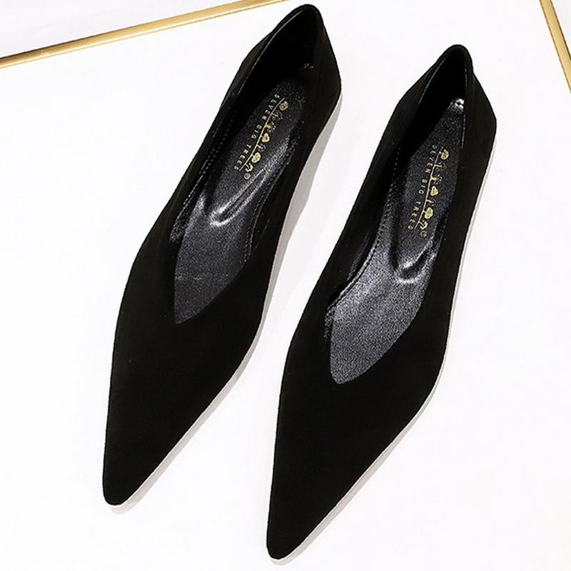 Fashion Women 0.5cm Low Heels Leisure Outside Flats Female Fashion Suede Surface Low Heels Lady Sexy Evening Party Slip On Flat Shoes