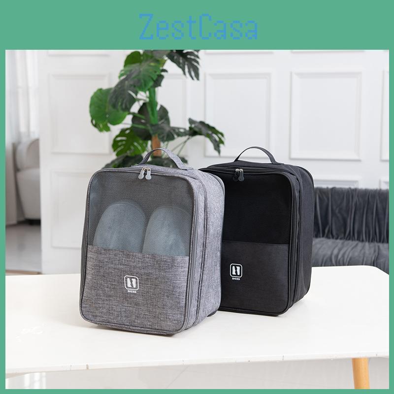 Black And Gray Shoe Organizer Bag For Travel Bedroom And Makeup Storage Cube Shape