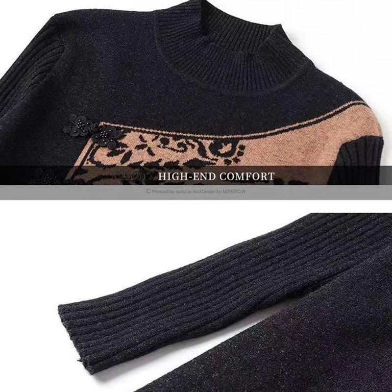 Women's Plus Size Knit Dress Autumn Winter Color-Block Loose Knit Sweater Dress Long A-Line Knit Dress