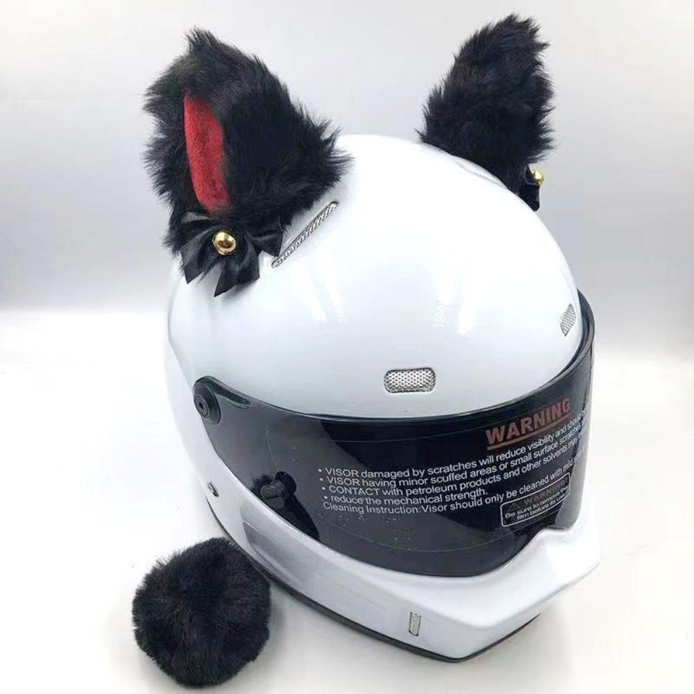 Cute Self-adhesive Motorcycle Helmet Decor Cosplay Soft Plush Cat Ears Smooth Personality Off Road Helmet Ornament