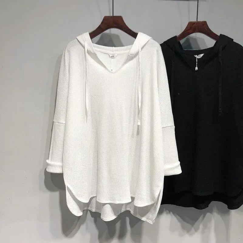 Bluză de trening pentru femei, supradimensionată, cu glugă, îngroșată, largă, cu decolteu în V, pulover casual, cu mânecă lungă, top de trening de iarnă