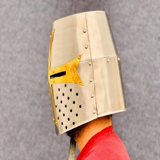 Casca Medievală Templier Cruce Cască Design Războinic Cruciat pentru Costum Halloween Complet Purtabilă sau Afișare Cel Mai Bun Cadou