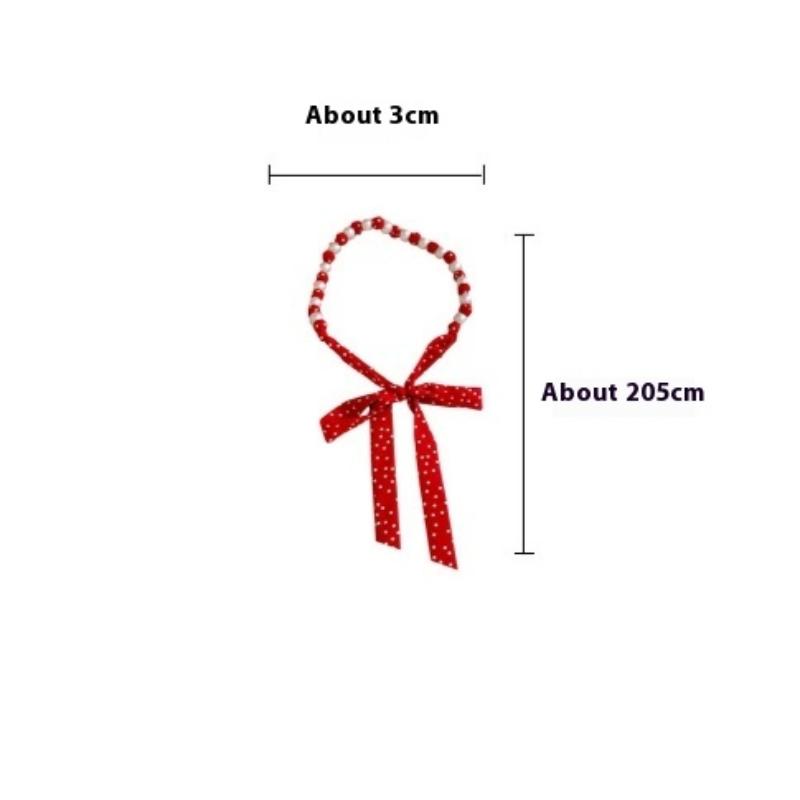 Fashion Vintage Polka Dot Long Silk Scarf Pearl Waist Chain Luxurious Design Belt Exquisite Clothing Accessories