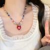 Adjustable Necklace Heart-shaped Pendant Beads Chain New Collarbone Chains  for Women