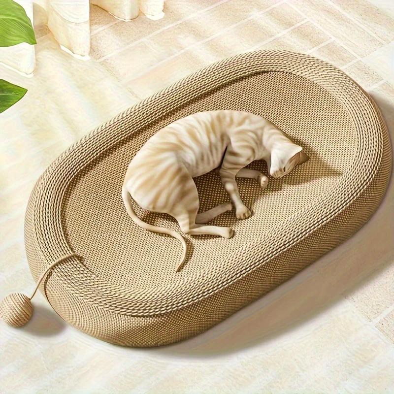 1pc Pet Cat Scratching Board Extra Large Oval Sisal Cat Nest Wear-resistant and Non-shedding Cat Scratching Box Cat Supplies