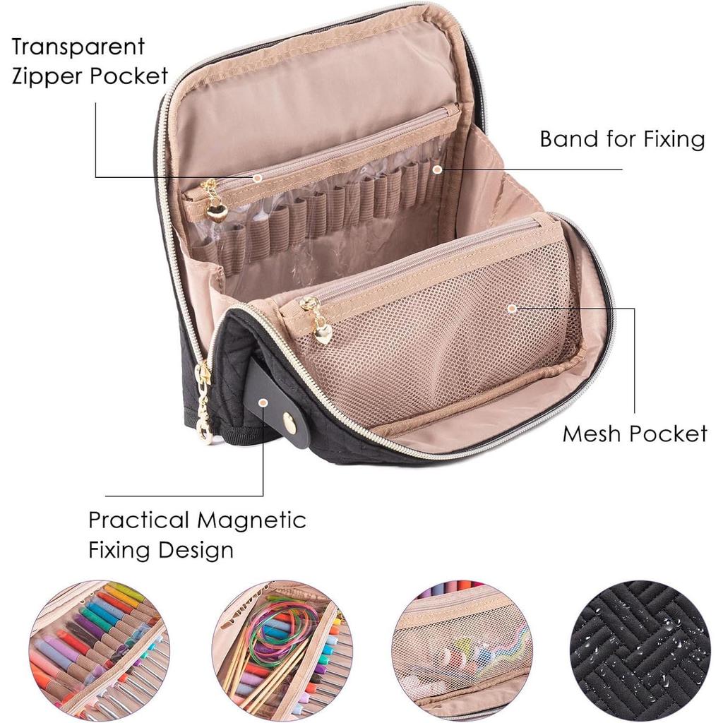 Quilted Crochet Yarn & Tool Storage Handbag DIY Needle Set