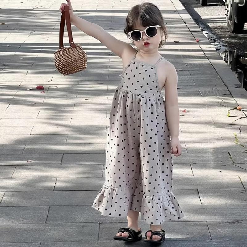 

Children Girls Suspender Jumpsuit Polka Dot Printed Loose Kids Jumpsuit 120