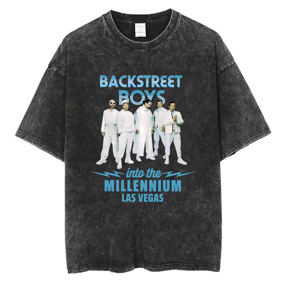 Washed Vintage Backstreet Boys Millennium Tour T-shirt Men Women Fashion Popular Music T Shirts Men s Hip Hop Oversized T-shirts S разноцветный