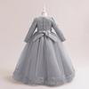 Langarm Blumen Brautjungfernkleid Kinder Weihnachts Kostüm Spitze Schleife Prinzessin Kinderkleider Für Mädchen Party Hochzeitskleid