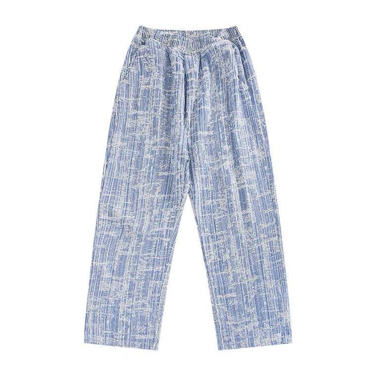 

Мужские модные джинсы Мужская уличная одежда Хип-хоп Свободные прямые джинсовые брюки Мужские брюки 3XL синий