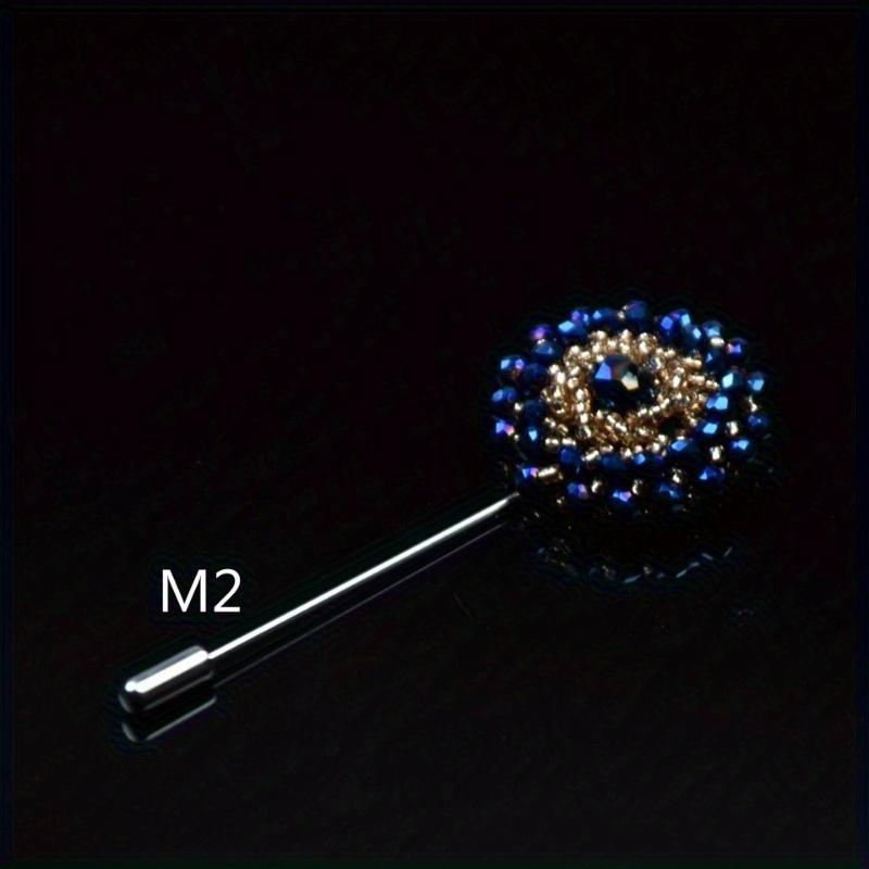 Fashion Crystal Flower Men's Brooches Long Brooch Pins Handmade Men's Lapel Pin for Suits Rhinestone Men Fashion Jewelry