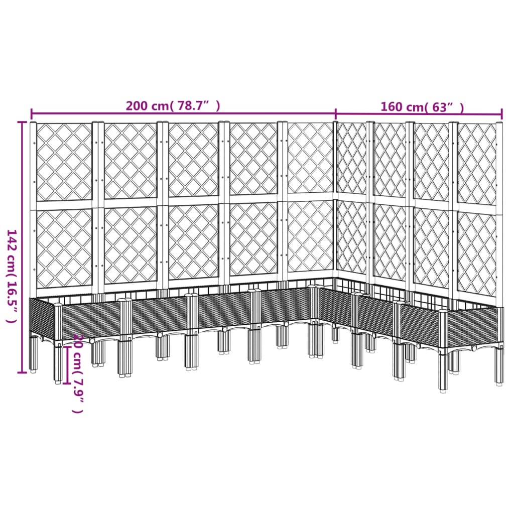 Planter with Trellis White 200 X 160 X 142 Cm PP