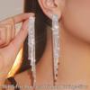 Elegant Black Long Tassel Rhinestone Earrings with Inlaid Diamonds