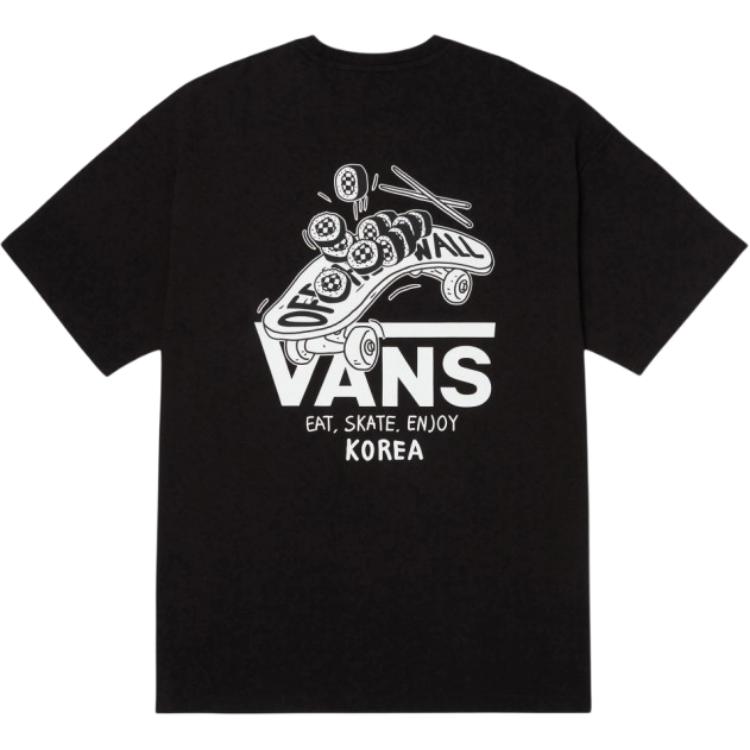 Vans Plain Minimalist Brand Logo Print Crew Neck Straight Fit Short Sleeve T-Shirt Men Tops Black VN000NWABLK1