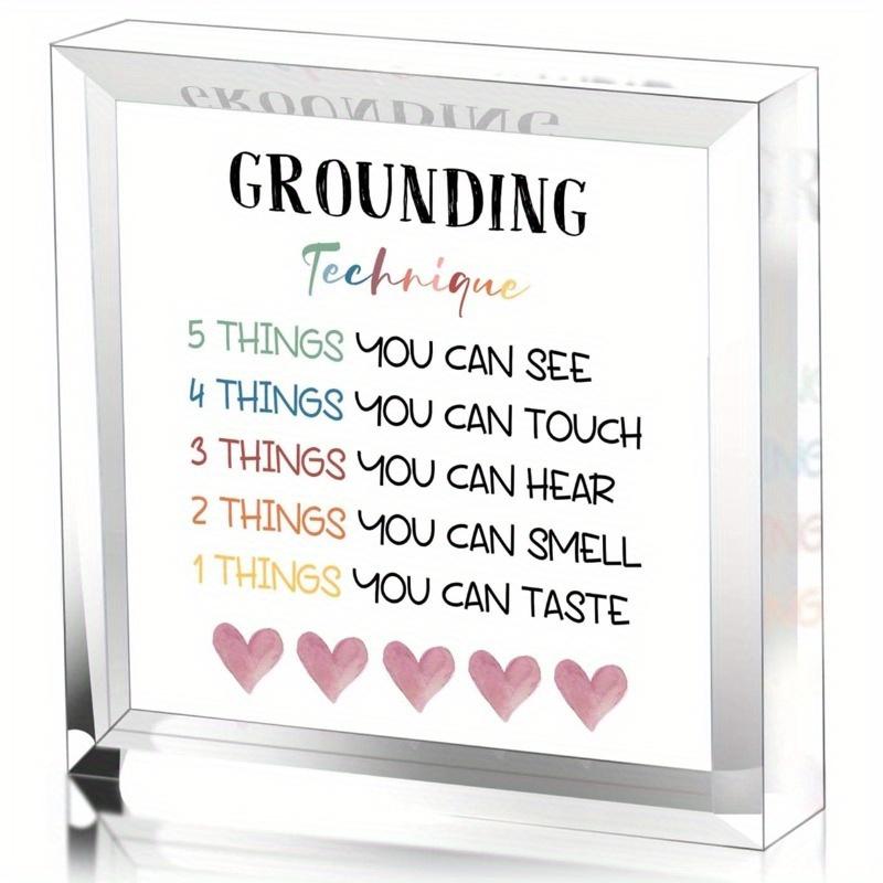 

Grounding Technique Office Decor - 4x4 Inch Acrylic Sign for Therapists & Counselors чистый