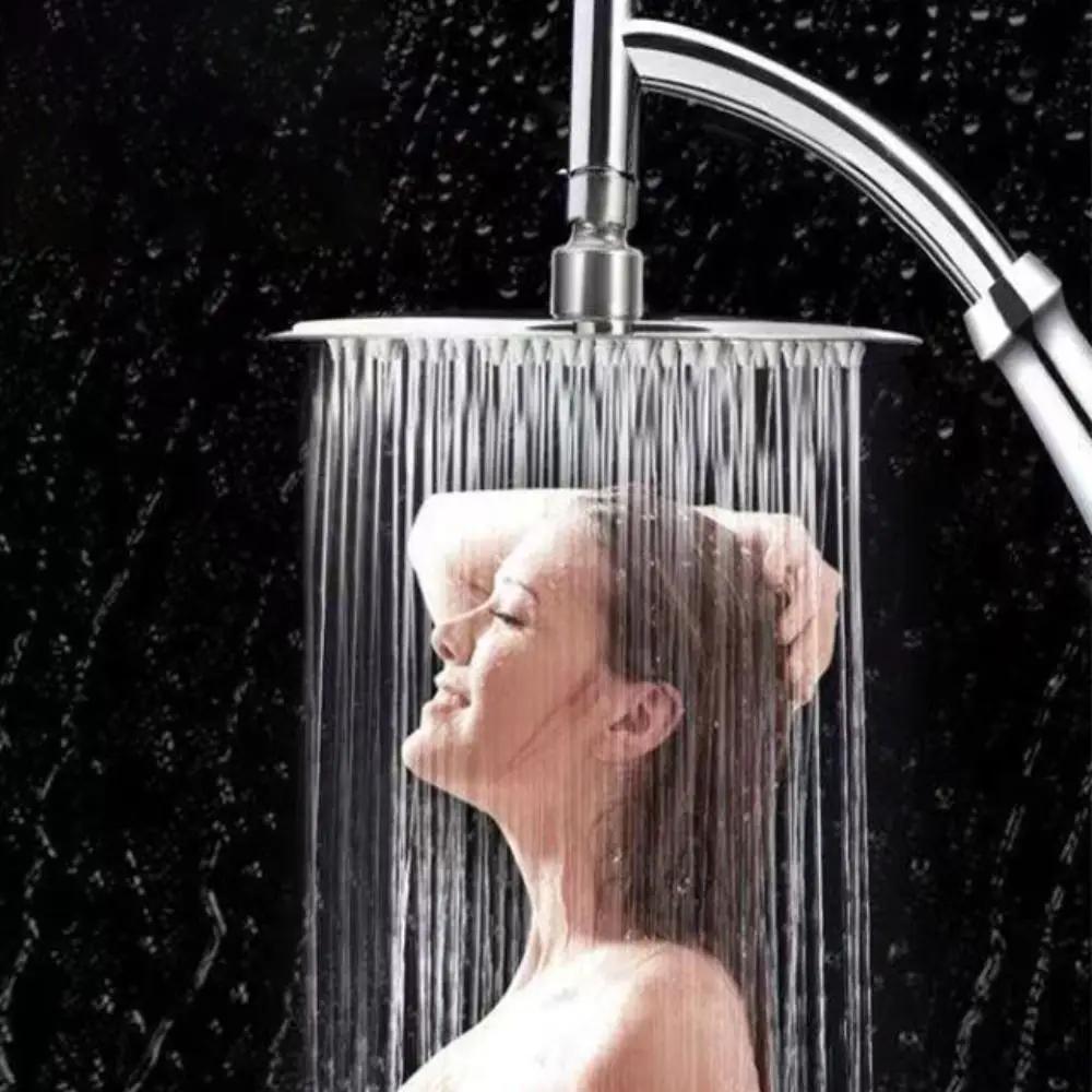 High Pressure Rainfall Shower Head Large Stainless Steel Curved Shower Extension Square Shower Head Extension