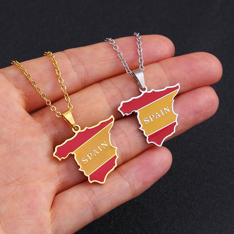 Hot-Selling Geometric Ethnic Style Stainless Steel Necklace with Spain Pendant for Couples