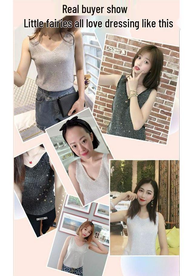 Korean Style Ice Silk Knit Sleeveless Loose Vest Top