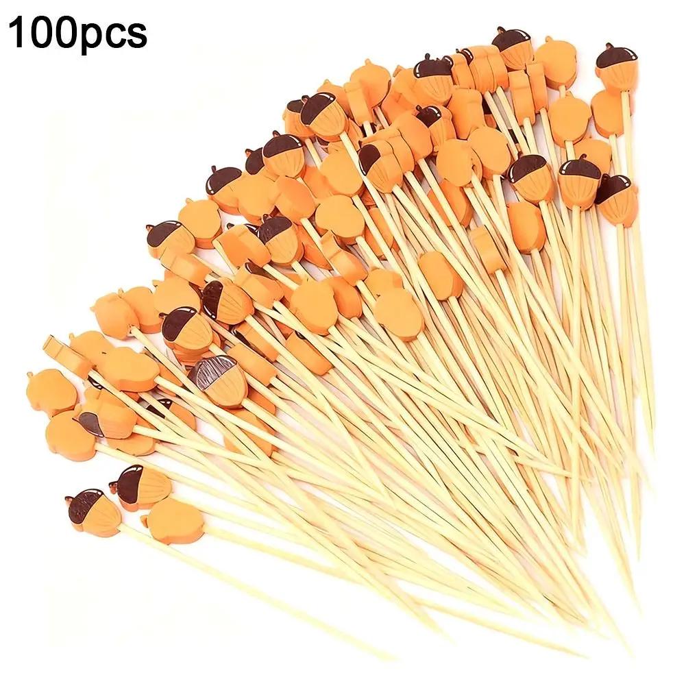 

Thanksgiving Fruit Skewers Fall Cocktail Picks Leaves Decoration Fruit Toothpicks Appetizer Drinks Skewers Food Bamboo Part E7B2