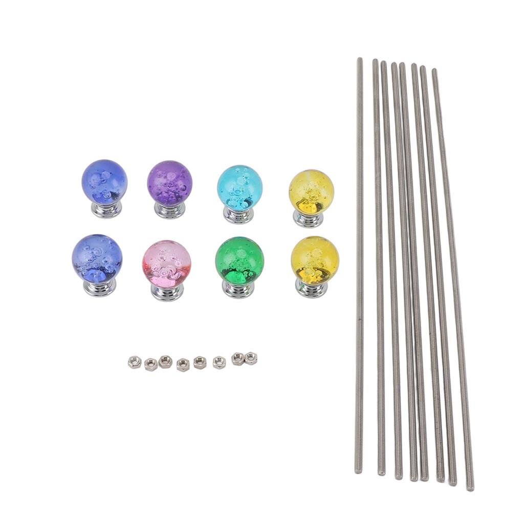 8PCS DIY Garden Beaded Stakes Stainless Steel Fairy Garden Stakes Wands with Crystal Stopper Top