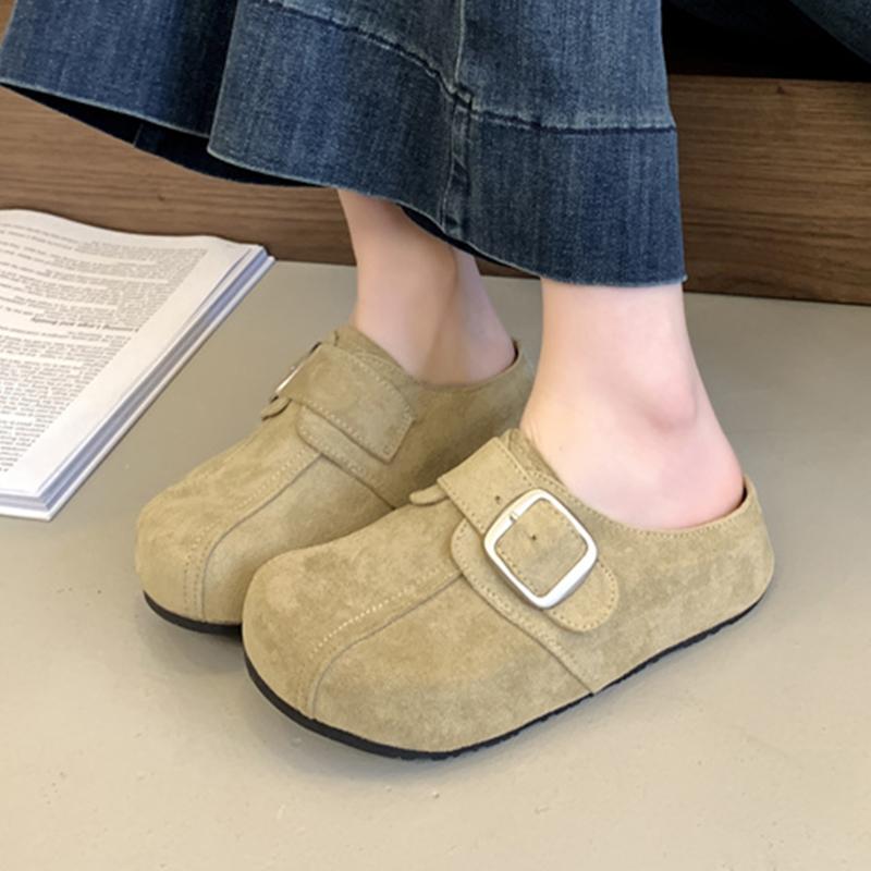 Mode Flats Plateau Damen Hausschuhe Slingback Wildleder Gemütliche Pantoletten Schuhe Lässig Neu Wildleder Frau 2025 Mode Kleid Zapatillas De Mujer