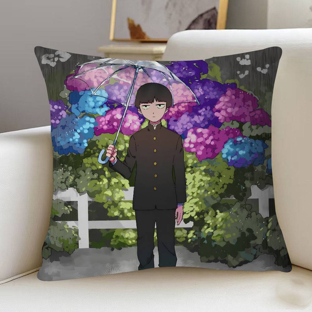 M-MOB PSYCHO 100 Cartoon Animation Pillow Covers Cartoon Sofa Decorative Home Double-sided Printing Short Plush Cute Cushion