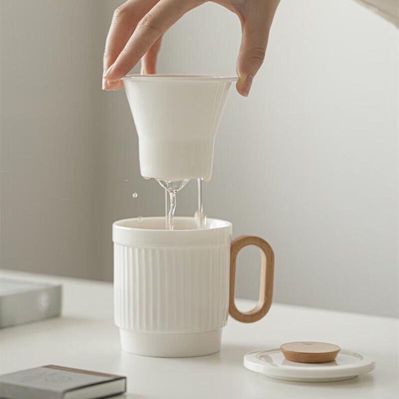 Muyi Yangzhi Jade White Ceramic Office Tea Cup