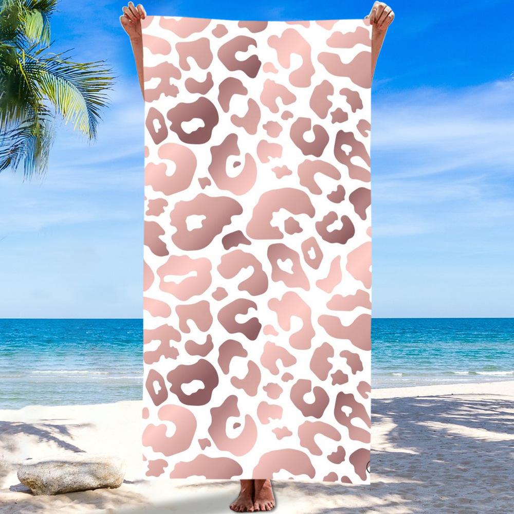 Pastel Purple Leopard Print Beach Towel Holographic Animal Print Quick Dry Absorbent Towel 50x100cm