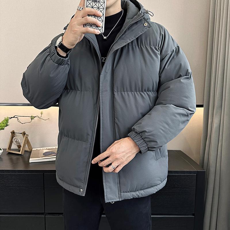 

2025 cotton-padded men s winter new thickened warm hooded bag trendy brand American style loose cotton-padded jacket M темно-сірий