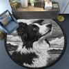 Border Collie Runder Teppich, Teppich für Wohnzimmer Schlafzimmer Sofa Spielzimmer Dekoration, Rutschfeste Bodenmatte