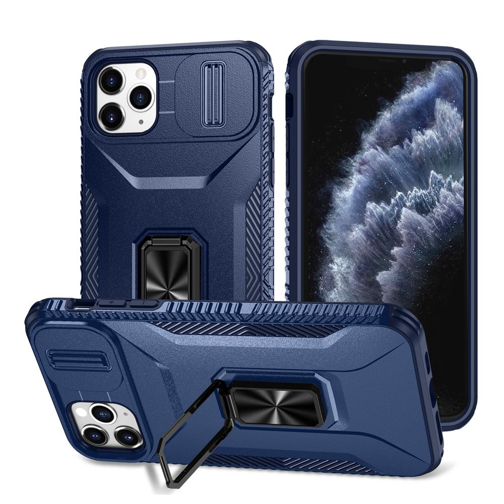 KEYSION Nárazuvzdorné pouzdro pro iPhone 11 Pro Max, vysouvací kryt s ochranným kroužkem pro objektiv fotoaparátu, stojánek, zadní kryt pro iPhone XS Max X XR