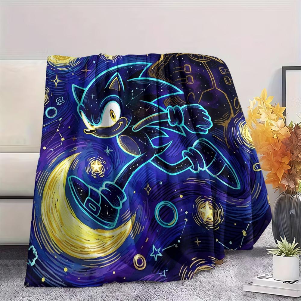 Hedgehog Sonic Print Flannel Blanket, Ultra Soft High Quality All Seasons Warm Throw, Home Decor Cozy Blanket, Perfect Christmas Gift