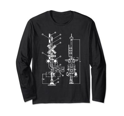 Vintage Model Railroad 10 Crossing Drawings Model Train Long Sleeve T-Shirt