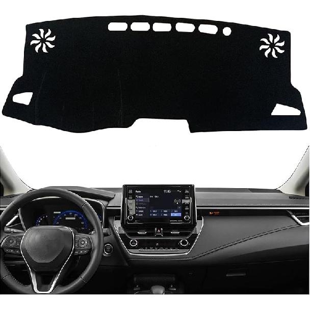 Dash Mat Cover for Corolla Sedan   Interior Center Console Dashboard Accessories Compatible with Toyota Corolla Sedan L LE SE XLE XSE     (Black Rim)