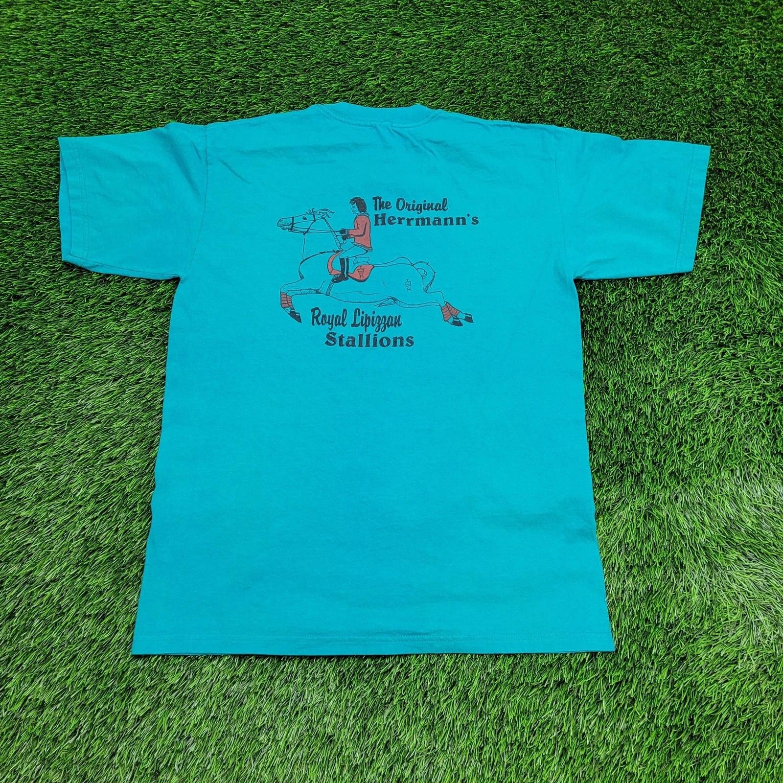 Vintage Horse Shirt Medium 20x27 Hermann Lipizzan Stallions 3XL