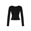 Black Cotton Stretchy Backless Fitted Blouse Twoaw24bz00160
