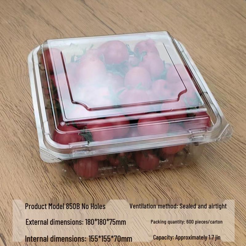 Portable Disposable Transparent Plastic Rectangular Fruit Packaging Box with Lid