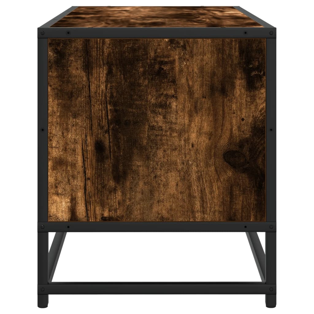 TV Stand in Smoked Oak 80 x 34.5 x 40 cm Engineered Wood and Metal