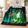 Blue Lock Flannel Throw Blanket Soft Warm Cozy For Sofa Bed Indoor Home Bedroom Use