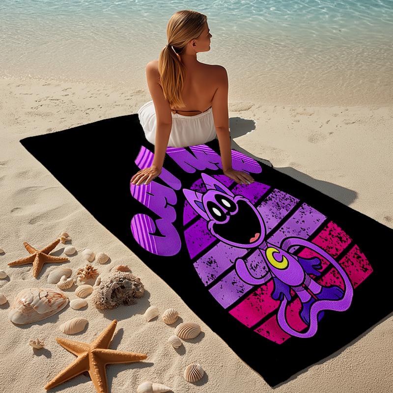proof beach towel with a Poppy Playtime pattern - soft,absorbent,quick-drying,machine washable - perfect for swimming,camping,bathing