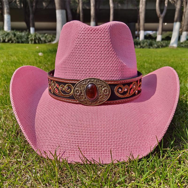 2026 Western cowboy hat man embroidery applique cowboy hat men and women sun hat summer wide brim straw hat hsun hat women