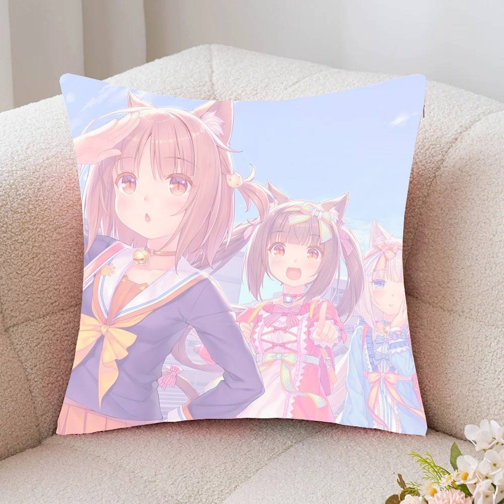 Nekopara GalGame Anime Pillow Case Fashion Square Pillowcase Bedroom Sofa Room Ins Decoration Leisure